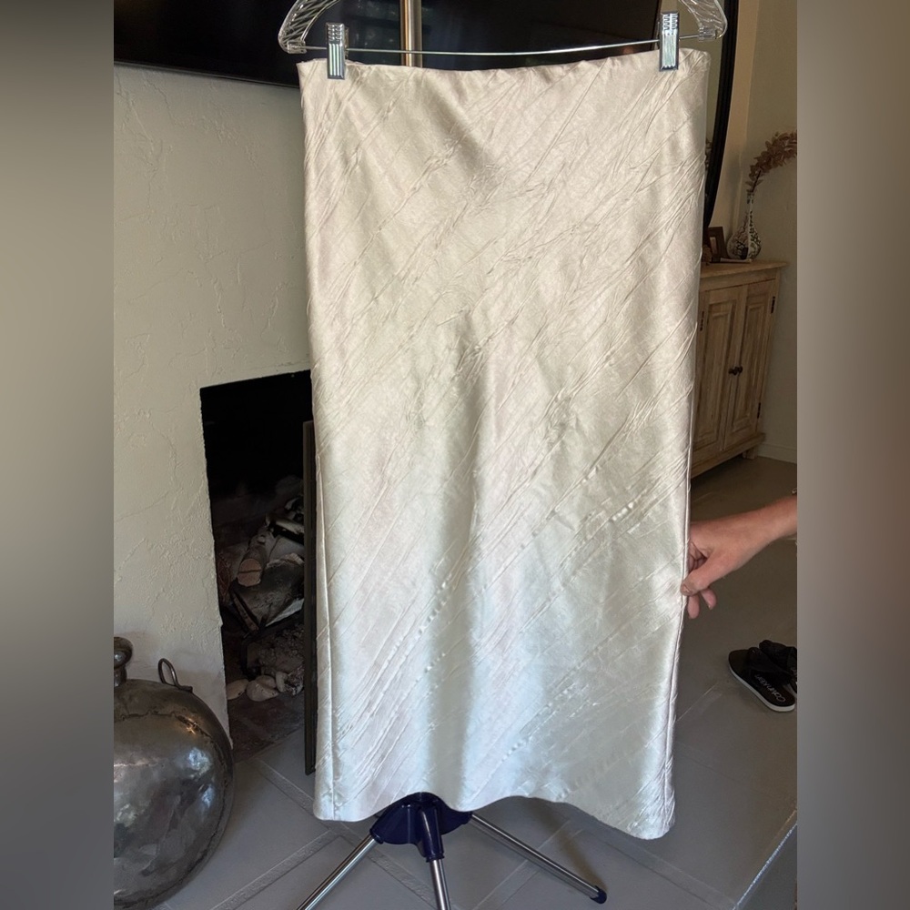 Max Mara $750 Sportmax Ruta Ivory Satin Midi Skirt NWT Size 10 Bias Cut Italy - Picture 10 of 16